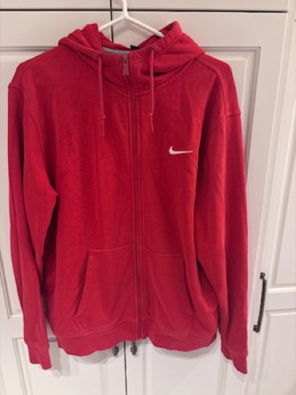 Nike Red Full-Zip Hooded Jacket with Swoosh - Men's xl